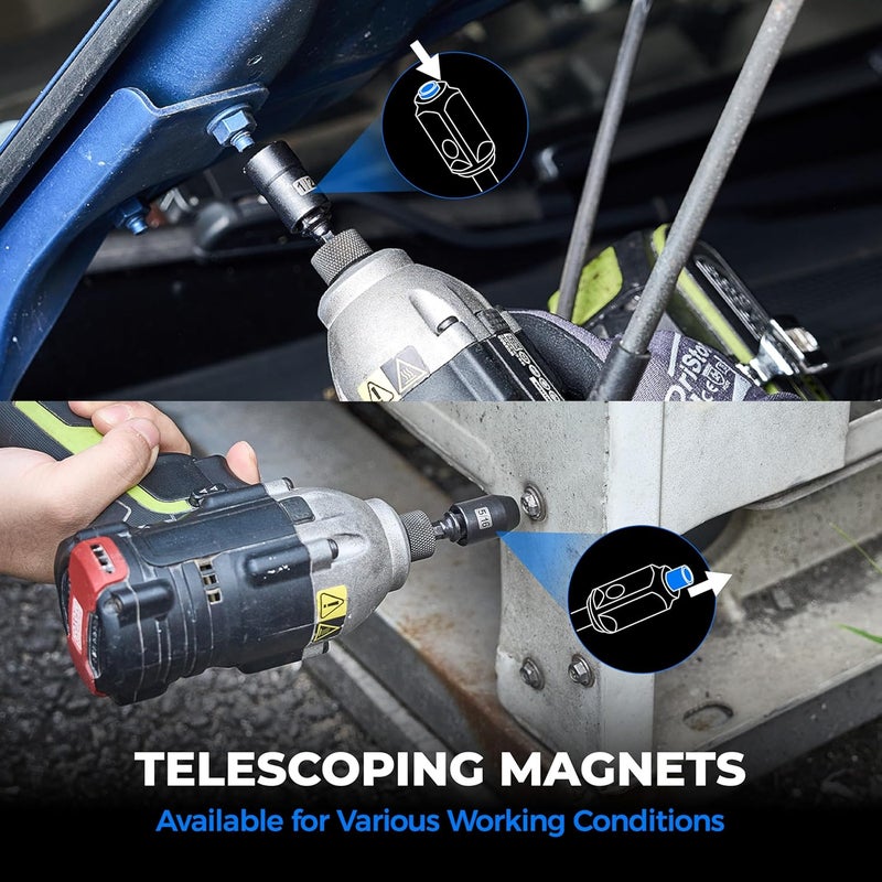 toolant مجموعة مفاتيح صمولة أدوات HVAC، مفك صمولة مغناطيسي SAE قابل للتبادل، 1/4'' 5/16'' 3/8'' 7/16'' 1/2'' لإصلاح السيارات، والأعمال الكهربائية - Image 3